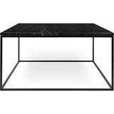 TemaHome Gleam 30x30 Marble Coffee Table | Black Marble / Black Lacquered Steel 187042-GLEAM30MAR