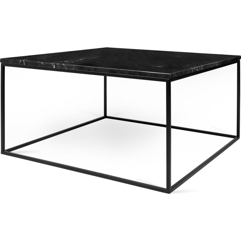 TemaHome Gleam 30x30 Marble Coffee Table | Black Marble / Black Lacquered Steel 187042-GLEAM30MAR