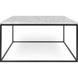 TemaHome Gleam 30x30 Marble Coffee Table | White Marble / Black Lacquered Steel 187042-GLEAM30MAR