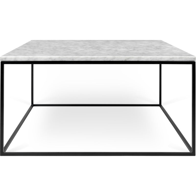 TemaHome Gleam 30x30 Marble Coffee Table | White Marble / Black Lacquered Steel 187042-GLEAM30MAR