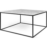 TemaHome Gleam 30x30 Marble Coffee Table | White Marble / Black Lacquered Steel 187042-GLEAM30MAR