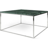 TemaHome Gleam 30x30 Marble Coffee Table | Green Marble / Chrome 187042-GLEAM30MAR