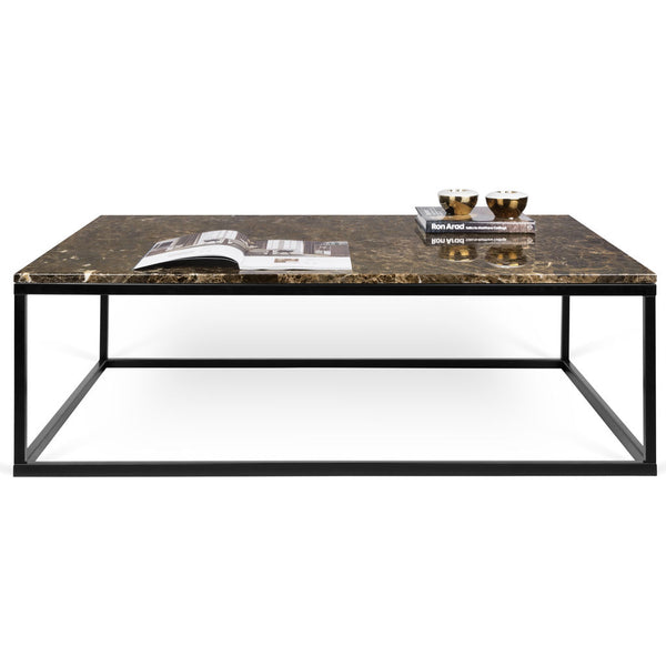 TemaHome Prairie 47 X 30" Marble Coffee Table | Brown Marble Top/Black Lacquered Steel Legs 9500.626272