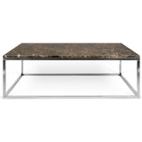 TemaHome Prairie 47 X 30" Marble Coffee Table | Brown Marble Top/Chrome Legs 9500.626289