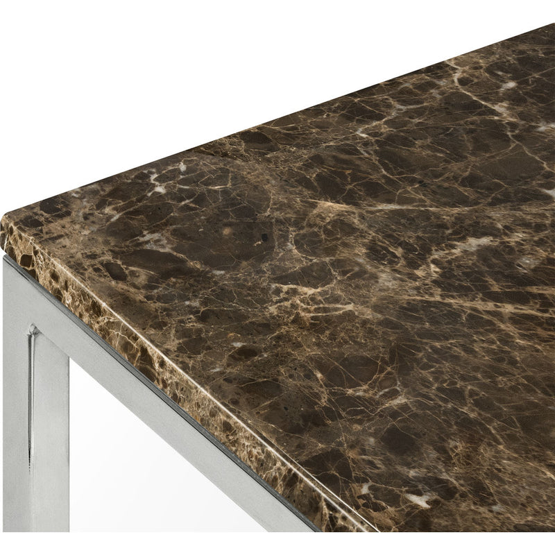 TemaHome Prairie 47 X 30" Marble Coffee Table | Brown Marble Top/Chrome Legs 9500.626289