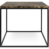 TemaHome Gleam 20x20 Marble Side Table | Brown Marble / Black Lacquered Steel 187042-GLEAM20MAR