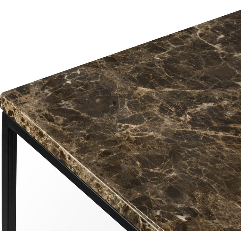 TemaHome Gleam 20x20 Marble Side Table | Brown Marble / Black Lacquered Steel 187042-GLEAM20MAR