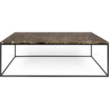 TemaHome Gleam 47x30 Marble Coffee Table | Brown Marble / Black Lacquered Steel 187042-GLEAM47MAR