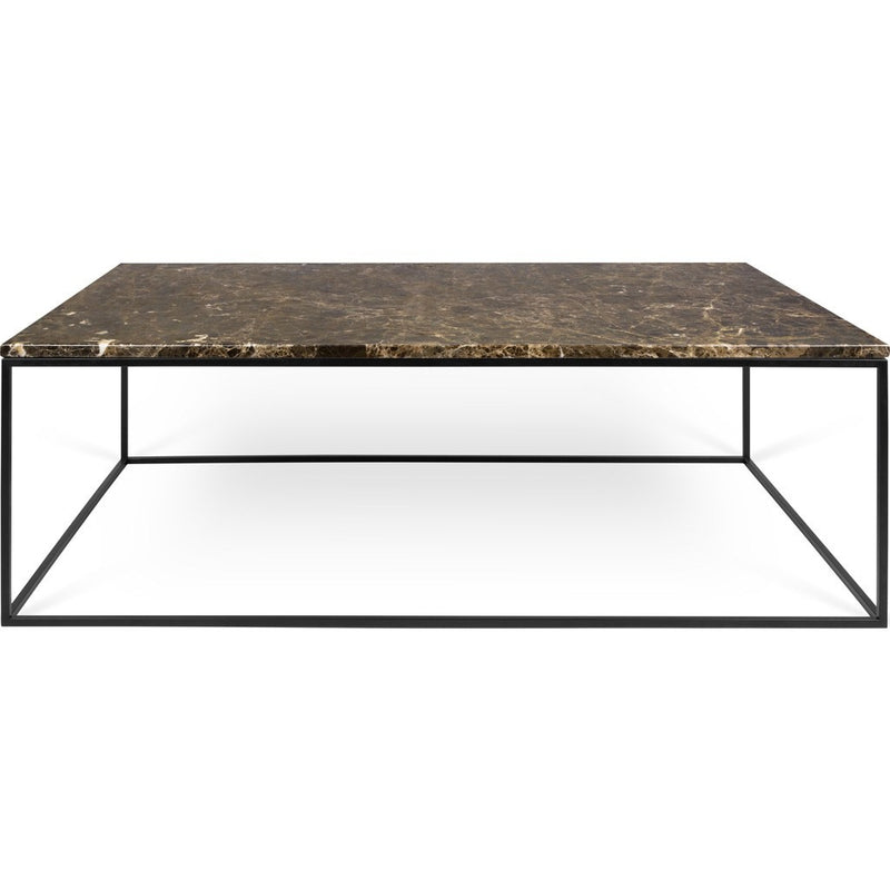 TemaHome Gleam 47x30 Marble Coffee Table | Brown Marble / Black Lacquered Steel 187042-GLEAM47MAR