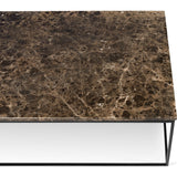 TemaHome Gleam 47x30 Marble Coffee Table | Brown Marble / Black Lacquered Steel 187042-GLEAM47MAR