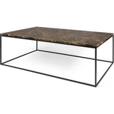 TemaHome Gleam 47x30 Marble Coffee Table | Brown Marble / Black Lacquered Steel 187042-GLEAM47MAR