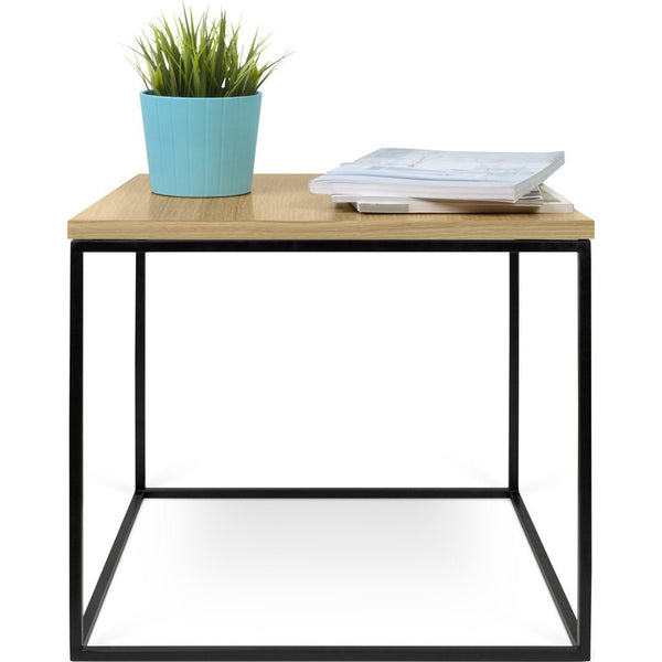 TemaHome Gleam 20x20 Side Table | Oak / Black Lacquered Steel 187042-GLEAM20