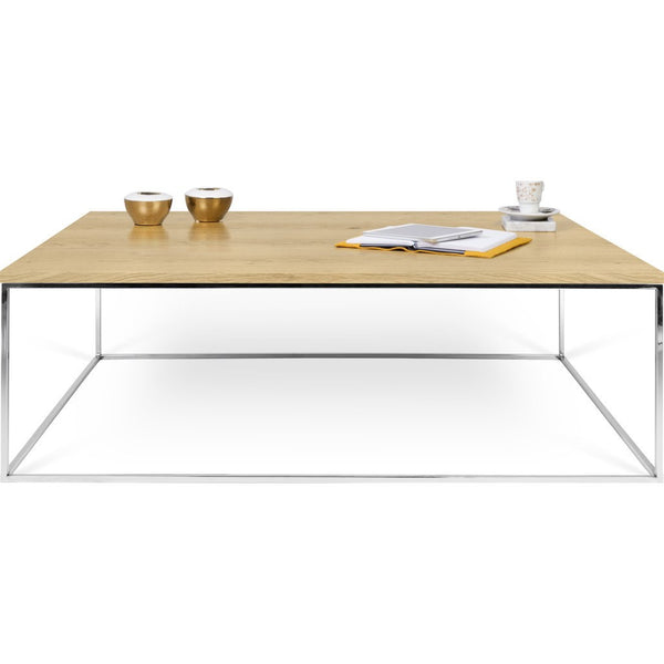 TemaHome Gleam 47x30 Coffee Table | Oak / Chrome 187042-GLEAM47