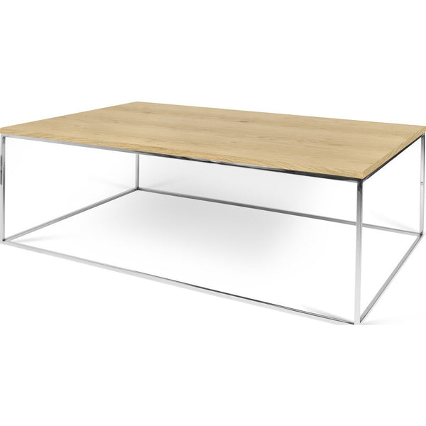 TemaHome Gleam 47x30 Coffee Table | Oak / Chrome 187042-GLEAM47