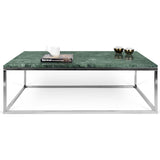 TemaHome Prairie 47 X 30" Marble Coffee Table | Green Marble Top/Chrome Legs 9500.626685