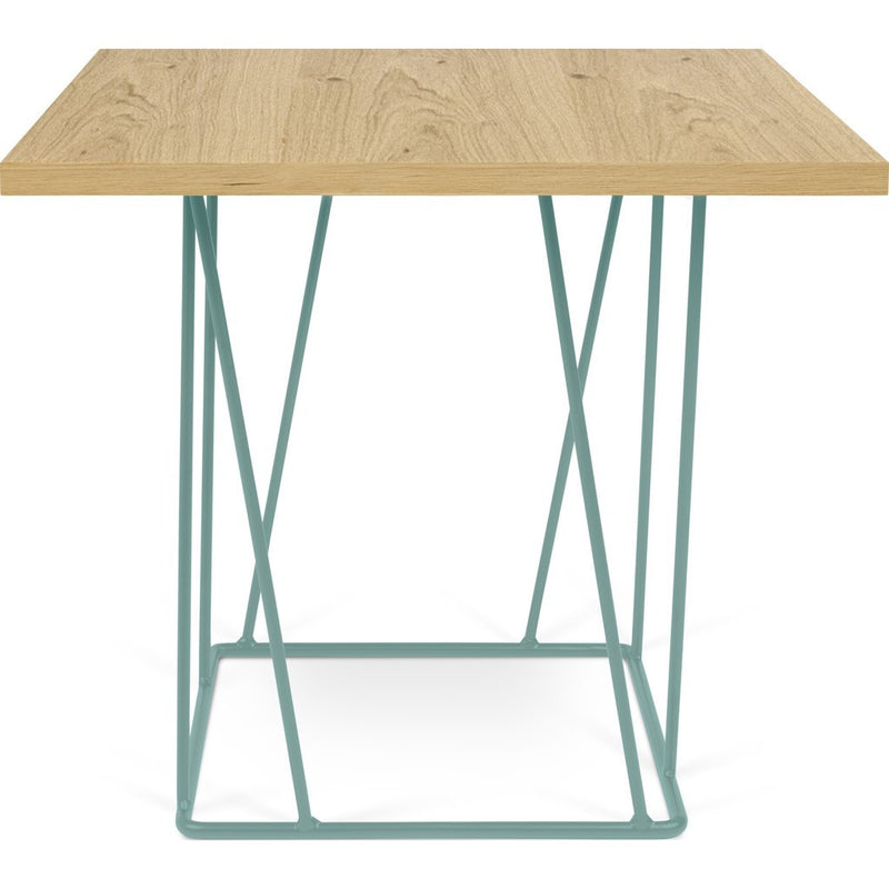 TemaHome Helix 20x20 Side Table | Oak / Sea Green Lacquered Steel 189043-HELIX20