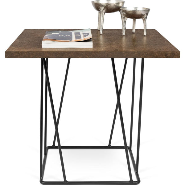 TemaHome Helix 20x20 Side Table | Rusty Look / Black Lacquered Steel 189043-HELIX20