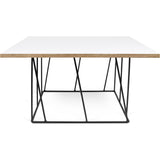 TemaHome Helix 30x30 Coffee Table | Pure White & Plywood / Black Lacquered Steel 189042-HELIX30