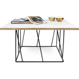 TemaHome Helix 30x30 Coffee Table | Pure White & Plywood / Black Lacquered Steel 189042-HELIX30