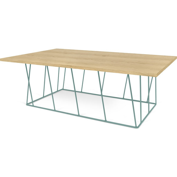 TemaHome Helix 47x30 Coffee Table | Oak / Sea Green Lacquered Steel 189042-HELIX47