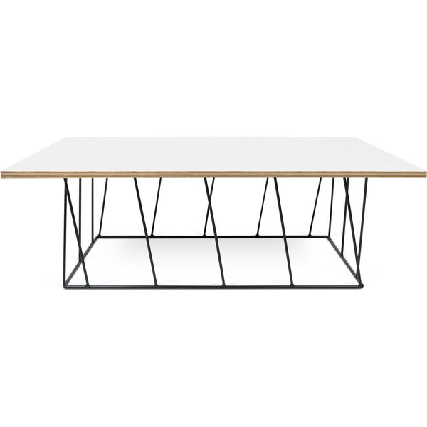 TemaHome Helix 47x30 Coffee Table | Pure White & Plywood / Black Lacquered Steel 189042-HELIX47