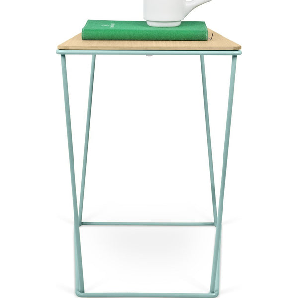 TemaHome Opal Tall Side Table | Oak / Sea Green Lacquered Steel 201042-OPAL