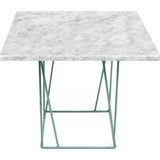 TemaHome Helix 20x20 Marble Side Table | White Marble / Sea Green Lacquered Steel 189043-HELIX20MAR