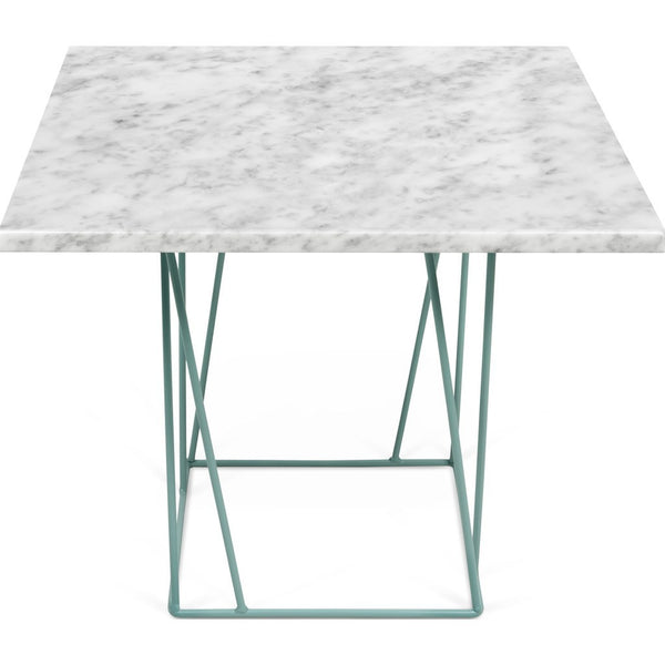 TemaHome Helix 20x20 Marble Side Table | White Marble / Sea Green Lacquered Steel 189043-HELIX20MAR