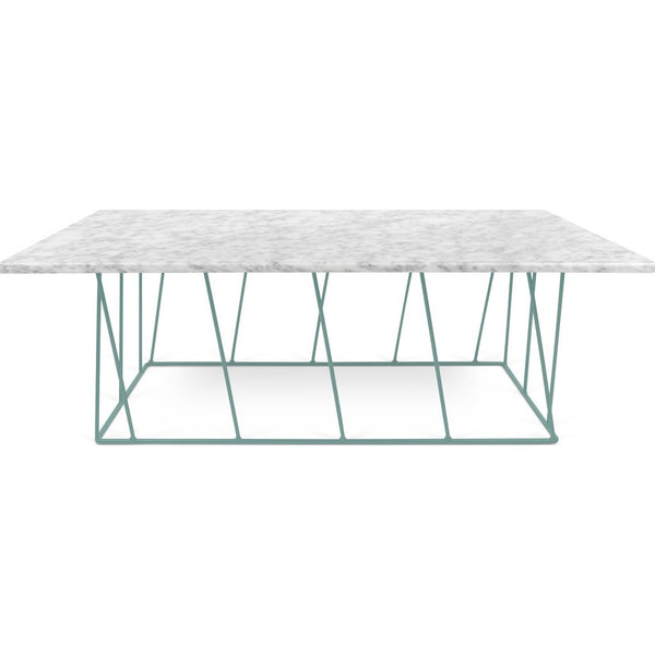 TemaHome Helix 47x30 Marble Coffee Table | White Marble / Sea Green Lacquered Steel 189042-HELIX47MAR