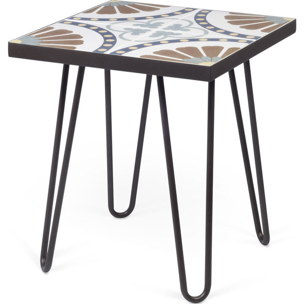 TemaHome Dalle End Table | Tile on MDF with Dark Grey Steel Legs 203043-DALLE