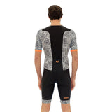 Zone3 Men's Activate Plus Kona Speed Short Sleeve Full Zip Trisuit | Black/White/Neon Orange