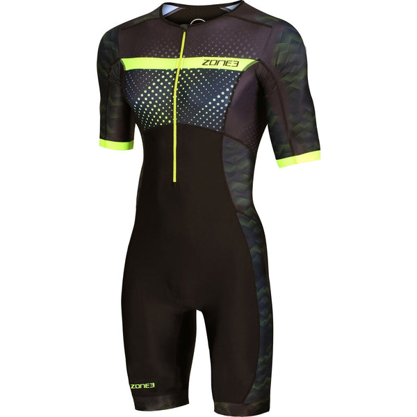 Zone3 Men's Activate Plus Revolution Short Sleeve Trisuit | Black/Green