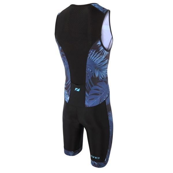 Zone3 Men's Activate Plus Tropical Palm Sleeveless Trisuit | Black/Blue