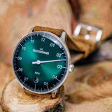 MeisterSinger Neo Watch | 36mm Sunburst Green Dial/Velours Cognac