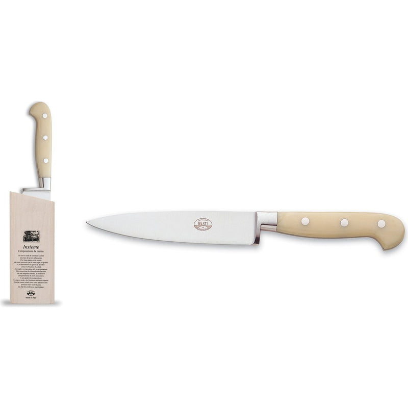 Coltellerie Berti Insieme Utility Knife w/ Magnetized Wood Block | Ivory Lucite Handle-9897