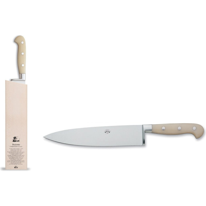 Coltellerie Berti Insieme 9" Chef's Knife w/ Magnetized Wood Block | Ivory Lucite Handle-9902