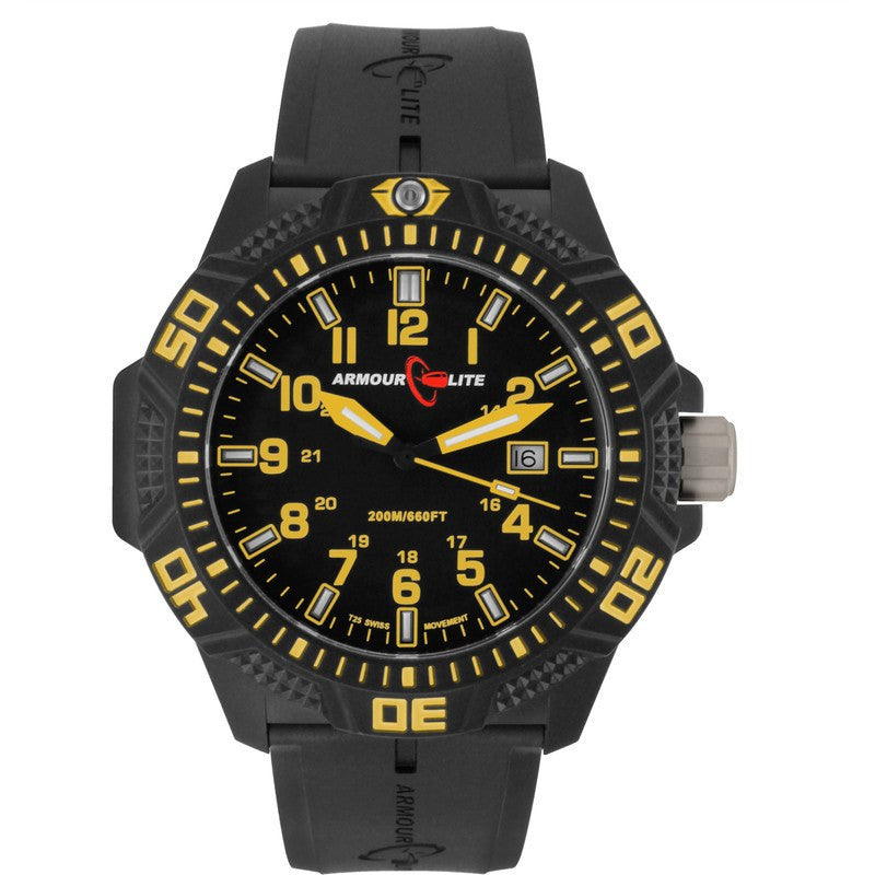 Armourlite Caliber Watch Black-Yellow Rubber AL614 – Sportique