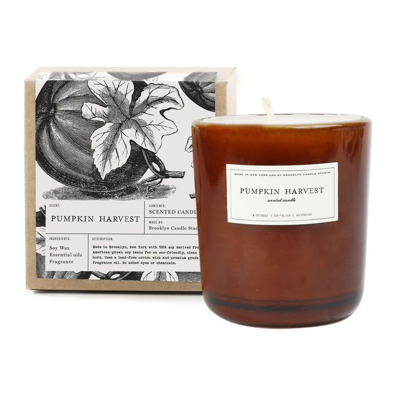 Brooklyn Candle Studio Amber Glass Candle | Pumpkin Harvest AM012