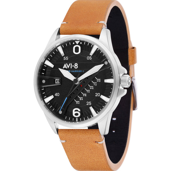 AVI-8 Hawker Harrier II AV-4055 Quartz Watch | Leather Strap color-Black/ Black