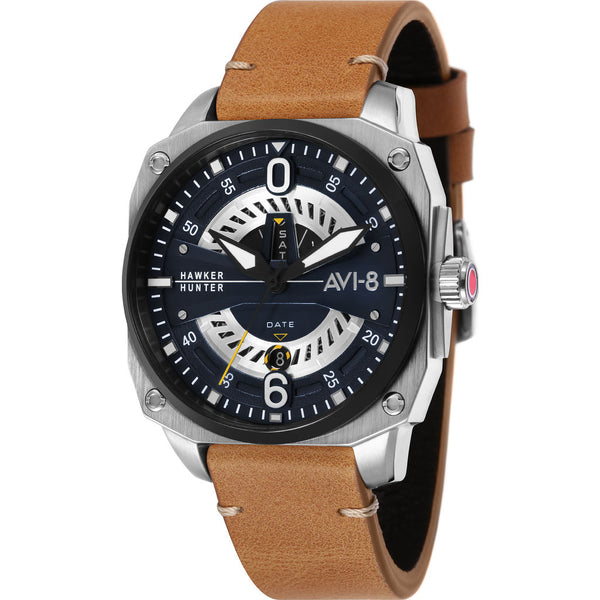 AVI-8 Hawker Hunter AV-4057 Aviator Watch | Leather Strap color-Black/Brown