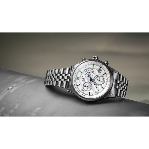 AVI-8 Flyboy AV-4076 Lafayette Chronograph Watch | Stainless Steel Bracelet