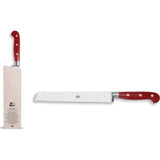 Coltellerie Berti Insieme Bread Knife w/ Magnetized Wood Block | Red Lucite Handle