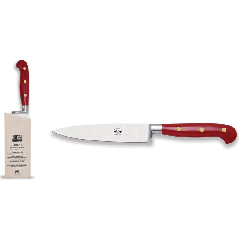 Coltellerie Berti Insieme Utility Knife w/ Magnetized Wood Block | Red Lucite Handle