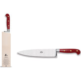 Coltellerie Berti Insieme 9" Chef's Knife w/ Magnetized Wood Block | Red Lucite Handle