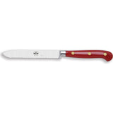 Coltellerie Berti Insieme Tomato Knife w/ Magnetized Wood Block | Red Lucite Handle