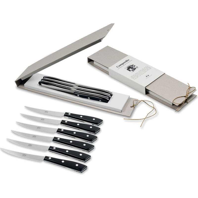 Steak Knives with White Lucite Handles, Set of 6