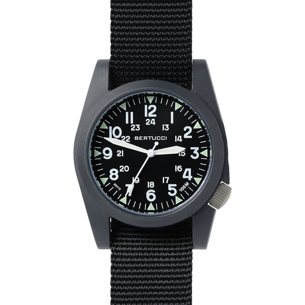 Bertucci A-3P Sportsman Vintage Field Watch | Black/Black