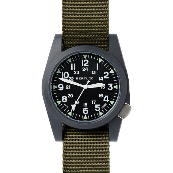 Bertucci A-3P Sportsman Vintage Field Watch | Black/Olive