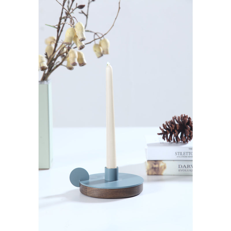 Camino Ines Candlestick Holder | Smoked Oak/Petroleum