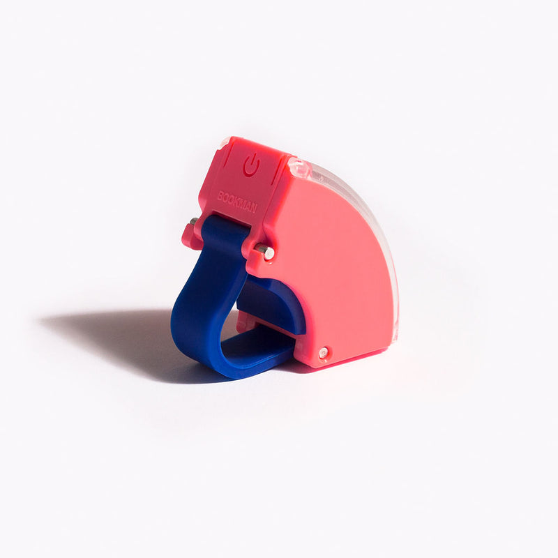 Bookman Curve Front Bicycle Light | Neon Coral Pink / Dark Blue